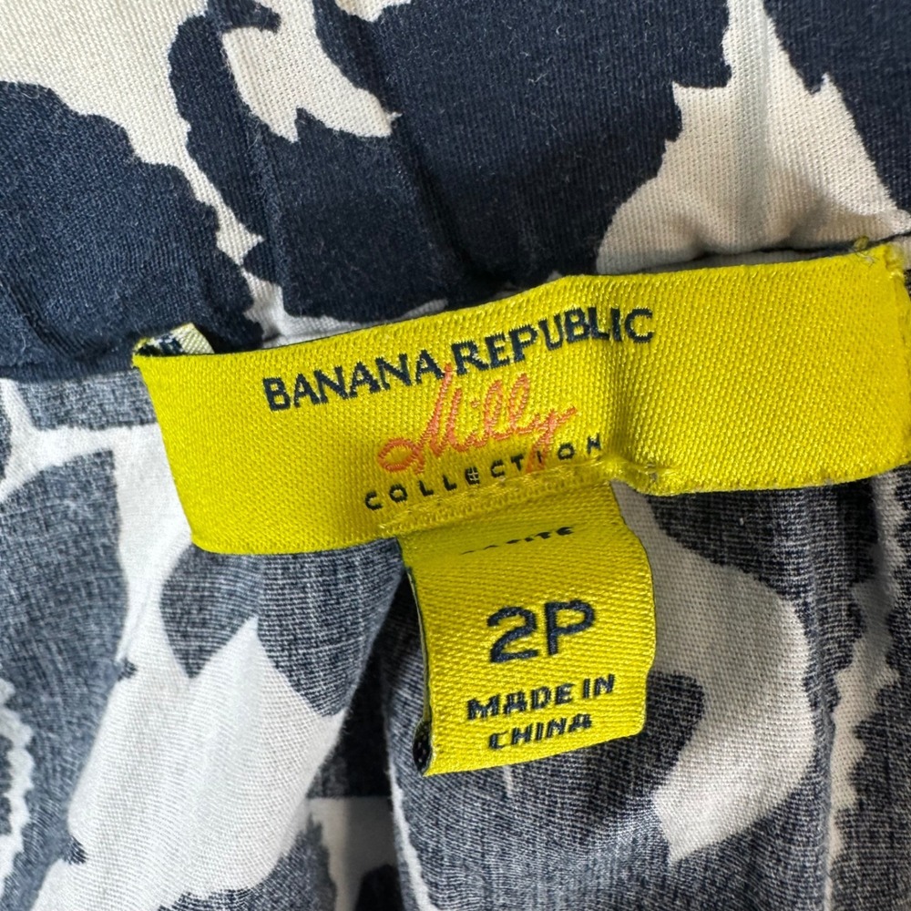 Banana Republic Milly Collection Navy White Scroll Print Mini Skirt Pockets 2P - Picture 2 of 5